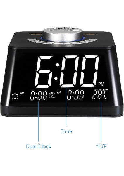 Akıllı Dijital Çalar Saat, Fm Radyo, Sıcaklık ve Gece Lambası (Yurt Dışından) fırsatları