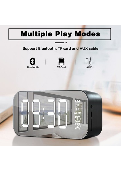 Dijital Çalar Saat Bluetooth Hoparlörlü Aynalı Yüzey USB Port Ev & Ofis (Yurt Dışından) indirimleri