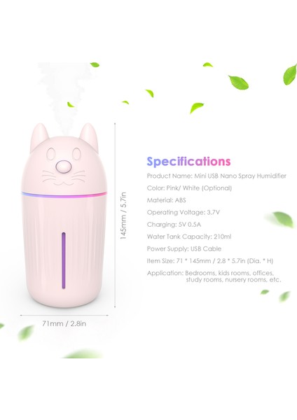 Mini USB Nemlendirici 210ML Sessiz Çift Püskürtmeli Renkli Aromalı Gece Lambası (Yurt Dışından) indirimleri