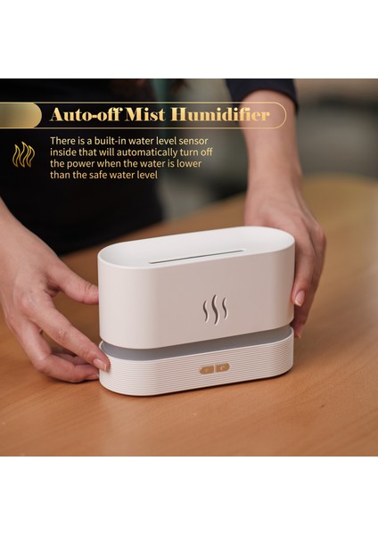 Alev Efektli Nemlendirici, Ayarlanabilir Gece Işığı, Sessiz USB Difüzör (Yurt Dışından)