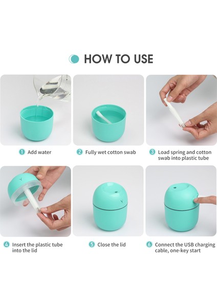 220ML Taşınabilir USB Nemlendirici Gece Lambalı Otomatik Kapanma (Yurt Dışından)