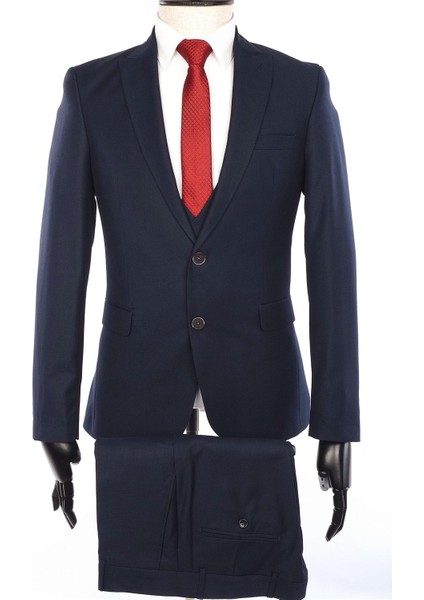 Slimfit Yelekli Drop 6 Takım-Koyulacivert