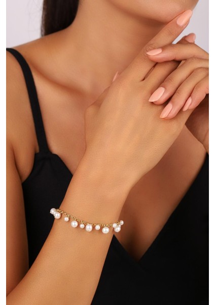 14 Ayar Altın 5 mm Doğal Inci Sallantıllı Bileklik fiyatları