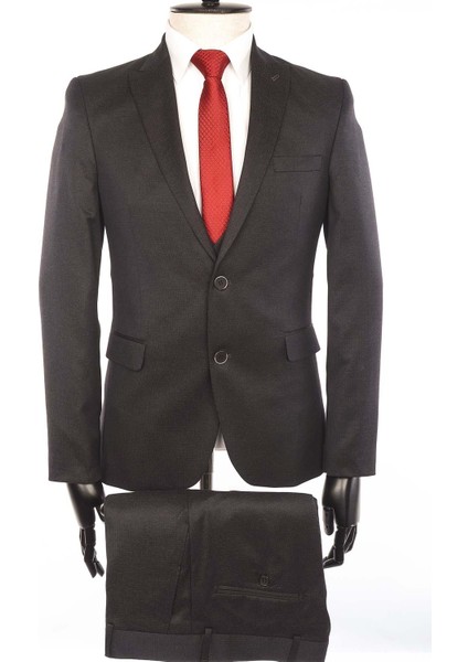 Slimfit Yelekli Drop 6 Takım-Koyukahve