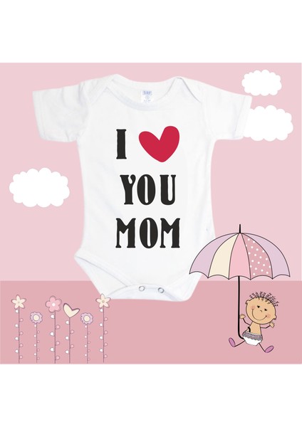 I Love You Mom Baskılı Zıbın