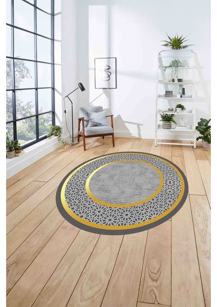 Çerçeveli Yeni Nesil Model Yıkanabilir Kaymaz Yuvarlak Salon Halısı, Çerçeveli-Y-91-Gold, fırsatları