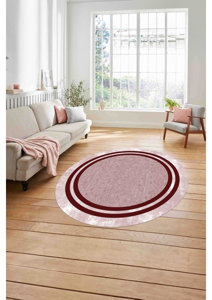Çerçeveli Kenar Çizgili Model Yıkanabilir Kaymaz Yuvarlak Salon Halısı, Çerçeveli-Y-55-Kırmızı, modelleri