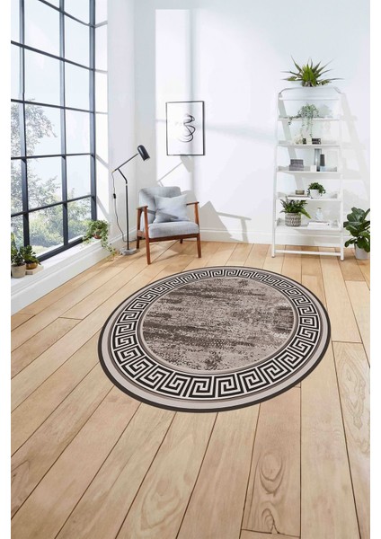 Çerçeveli Klasik Modern Baskılı Yıkanabilir Kaymaz Yuvarlak Salon Halısı, ÇERÇEVELİ-Y-106-VİZON, fırsatları