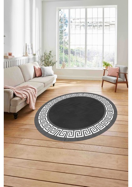 Çerçeveli Çizgi Detaylı Modern Yıkanabilir Kaymaz Yuvarlak Salon HALISI,ÇERÇEVELİ-Y-101-ANTRASİT, modelleri