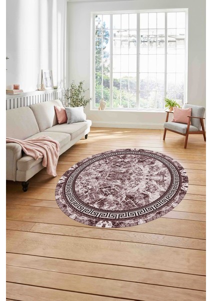Çerçeveli Mermer Desen Baskılı Yıkanabilir Kaymaz Yuvarlak Salon Halısı, ÇERÇEVELİ-Y-100-BORDO, modelleri