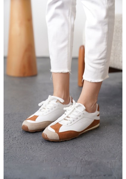 Kadın Boeno Spor Ayakkabı - Beyaz-Kahve