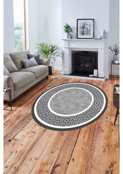 Çerçeveli Yeni Nesil Model Yıkanabilir Kaymaz Yuvarlak Salon Halısı, Çerçeveli-Y-91-Gri, fiyatları