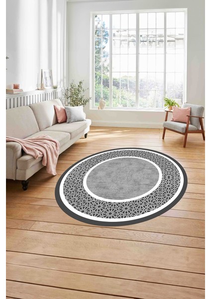 Çerçeveli Yeni Nesil Model Yıkanabilir Kaymaz Yuvarlak Salon Halısı, Çerçeveli-Y-91-Gri, modelleri