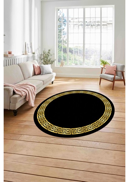 Çerçeveli Sade Vektörel Model Yıkanabilir Kaymaz Yuvarlak Salon Halısı, Çerçeveli-Y-98-Gold, modelleri