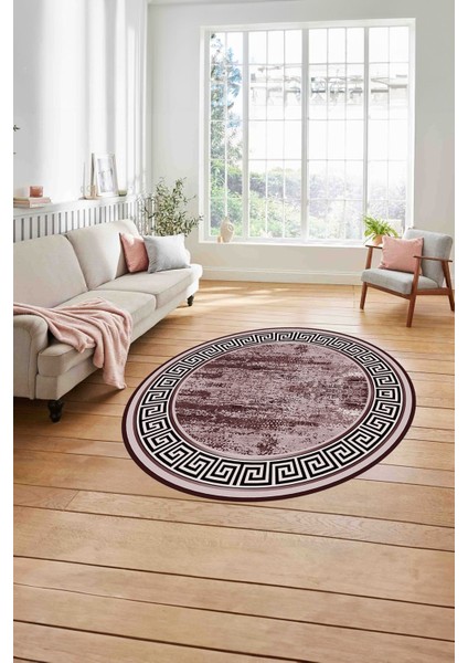 Çerçeveli Klasik Modern Baskılı Yıkanabilir Kaymaz Yuvarlak Salon Halısı, ÇERÇEVELİ-Y-106-BORDO, modelleri