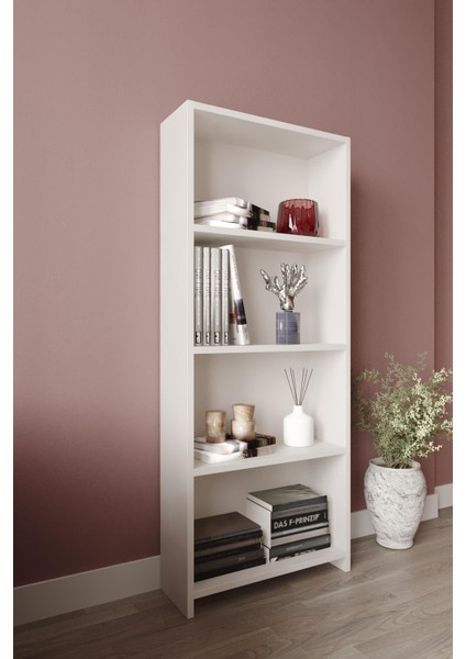 Wood Aria Kitaplık | Çok Amaçlı Dolap 4 Bölmeli | Dosya Dolabı