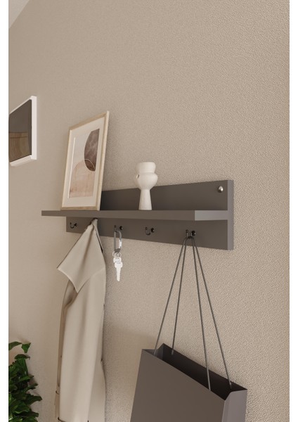 Wood Aria Modern Duvar Askılık, Hol Askılık, Duvar Askılık, Portmanto, Vestiyer 80 cm