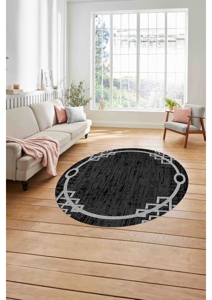 Çerçeveli Akrilik Desenli Yıkanabilir Kaymaz Yuvarlak Salon Halısı, Çerçeveli-Y-62-Gri, modelleri
