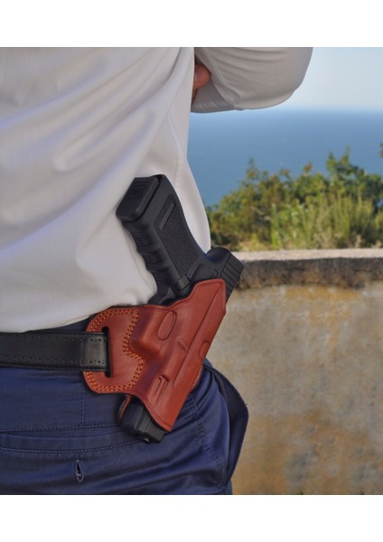 Deri Silah Kılıfı Glock 17-19-23 Için Combat Master Kelebek - Sağ El - Vaketa Deri Özel El Yapımı