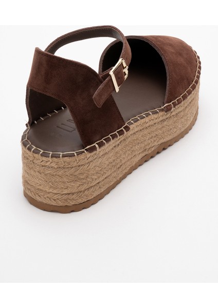 Viba Kahve Süet Kadın Hasır Dolgu Taban Sandalet modelleri