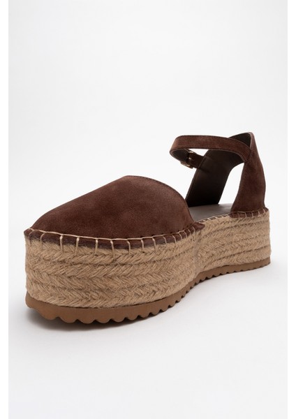 Viba Kahve Süet Kadın Hasır Dolgu Taban Sandalet fırsatları