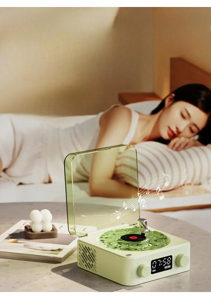 Retro Pikap Hoparlör Kablosuz Bluetooth Plak Tarzı Çalar Stereo Ses Rgb Projeksiyon Lambası Etkili modelleri