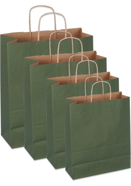 32*41*12 Yeşil Kraft Saplı Kağıt Çanta 25 Adet fırsatları