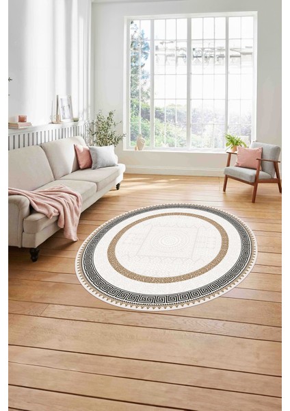 Çerçeveli Vektörel Klasik Model Yıkanabilir Kaymaz Yuvarlak Salon Halısı, Çerçeveli-Y-93-Bej, modelleri