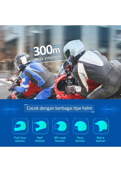 2 Intercom Bağlantılı Rgb Işıklı Bluetooth Motosiklet Kask Kulaklık Bt5.3 Stereo Su Geçirmez
