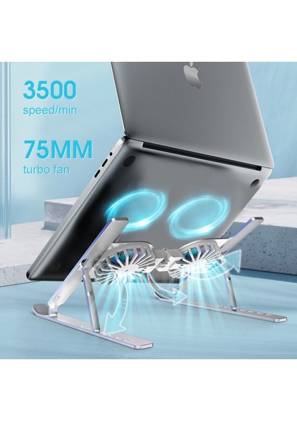 Ensiga Katlanabilir Bilgisayar Tablet Standı Alüminyum 7 Seviye Ayarlanabilir Dizüstü Soğutma Pedi Fan modelleri