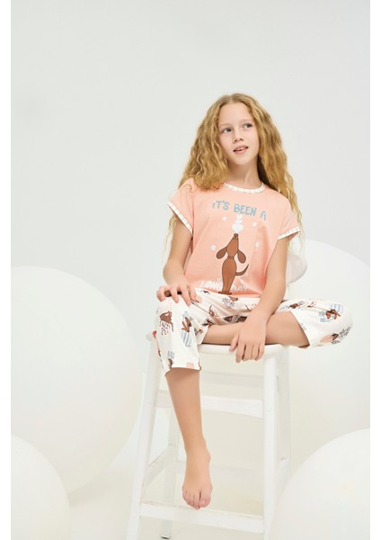 8847 Kız Ç. Baskılı Kısa Pijama Takım
