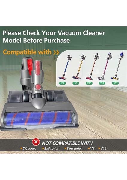Dyson V7 V8 V10 V11 V15 Elektrikli Süpürge Aparatı Yumuşak Silindir Fırça Başlığı LED Toz Işıkları Su Tankı ve Paspas Pedleri (Yurt Dışından) fırsatları