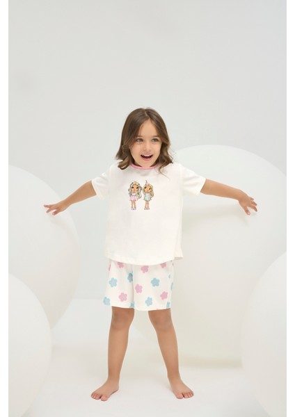 8834 Kız Ç. Baskılı Pijama Takım
