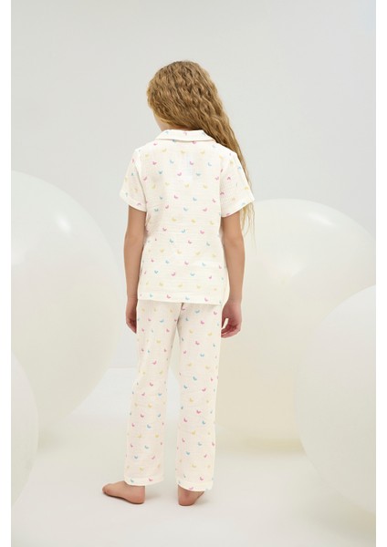 8869 Kız Ç. Düğmeli Pijama Takım