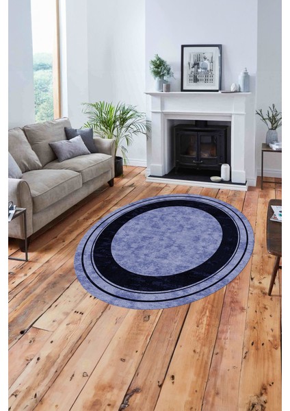 Baskılı Çerçeveli Düz Model Yıkanabilir Kaymaz Yuvarlak Salon Halısı, Çerçeveli-Y-60-Lacivert, fiyatları