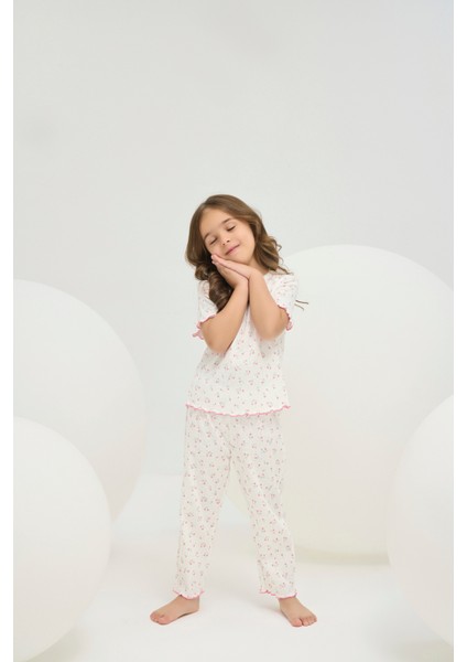 8810 Kız Ç. Fitilli Pijama Takım