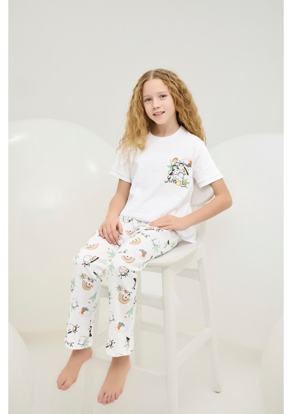 8872 Kız Ç. Baskılı Pijama Takım