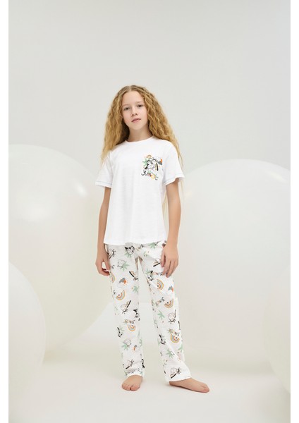 8872 Kız Ç. Baskılı Pijama Takım