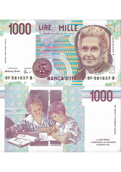 Italya 1990 Yılı 1000 Lire Yabancı Kağıt Para Çil (Unc) Koleksiyon Para