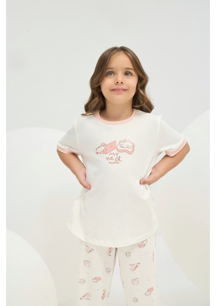 8855 Kız Ç. Baskılı Pijama Takım