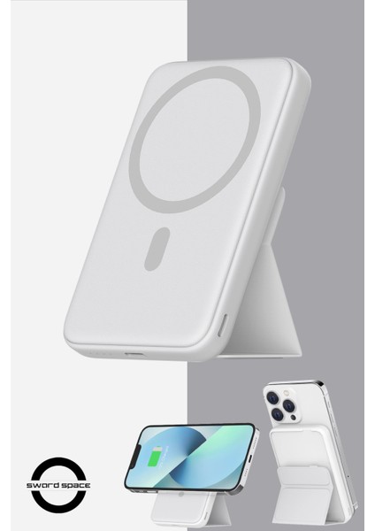 Magsafe Powerbank 7000MAH 20W Hızlı Şarj Standlı ve Taşınabilir Apple iPhone ve Android Uyumlu
