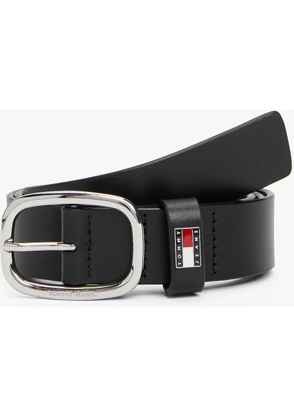 Erkek Siyah Oval Tokalı Deri Kemer modelleri