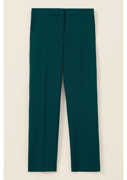 Kadın Cepli Bilek Boy Havuç Kesim Pantolon - Yeşil