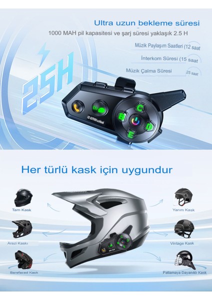 6 Kişi Eşleşmeli 2 Kişi Uyumlu Konuşmalı Motosiklet Intercom 500M Mesafeli Müzik Paylaşımlı fiyatları