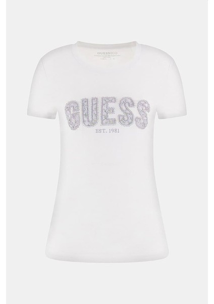 Kadın Lace Logo T-Shirt - Beyaz indirimleri