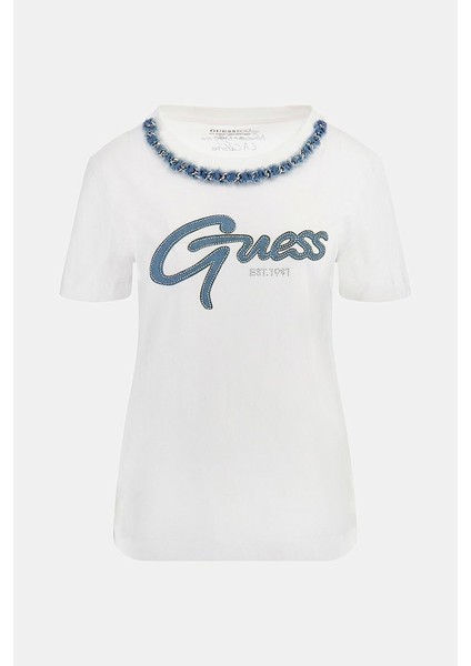 Kadın Gj Pamuklu T-Shirt - Beyaz indirimleri
