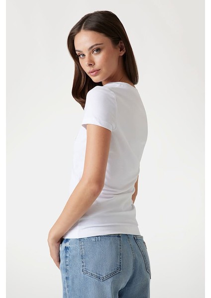 Kadın Lace Logo T-Shirt - Beyaz fiyatları
