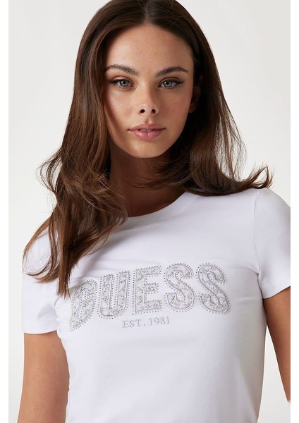 Kadın Lace Logo T-Shirt - Beyaz fırsatları