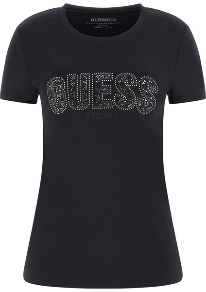 Kadın Cn Ss Logo Lace T-Shirt - Siyah