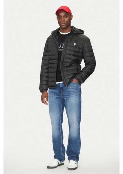 Erkek Gj Hooded Puffer Şişme Mont - Siyah modelleri